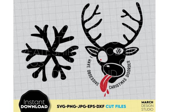 Funny Raindeer Christmas Graphic for Crafts