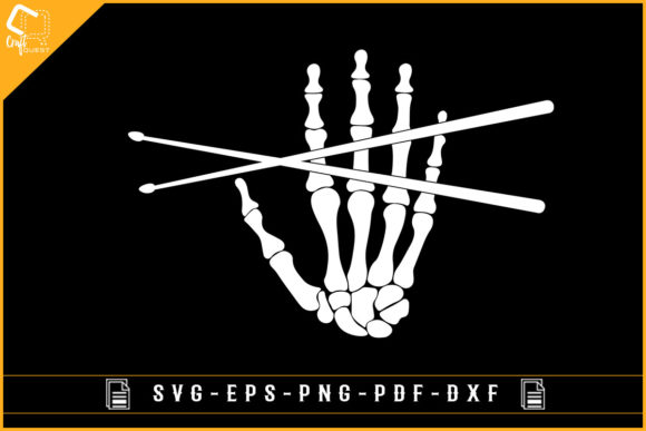Vector Drum Stick Skeleton Design Funny Graphics for Crafts